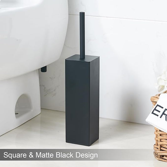 Matte Black Square Stainless Steel Toilet Brush - Image 2