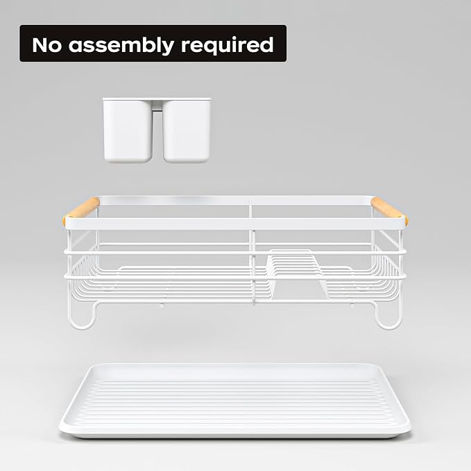 Dish Racks for Kitchen Counter: Wooden Handles, Thickened Metal, No Assembly. - Image 6
