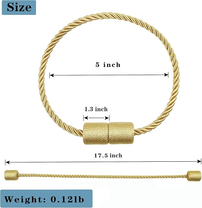 4 Pack Gold Strong Magnetic Curtain Tiebacks Outdoor Elegant Decorative Tie - Image 3