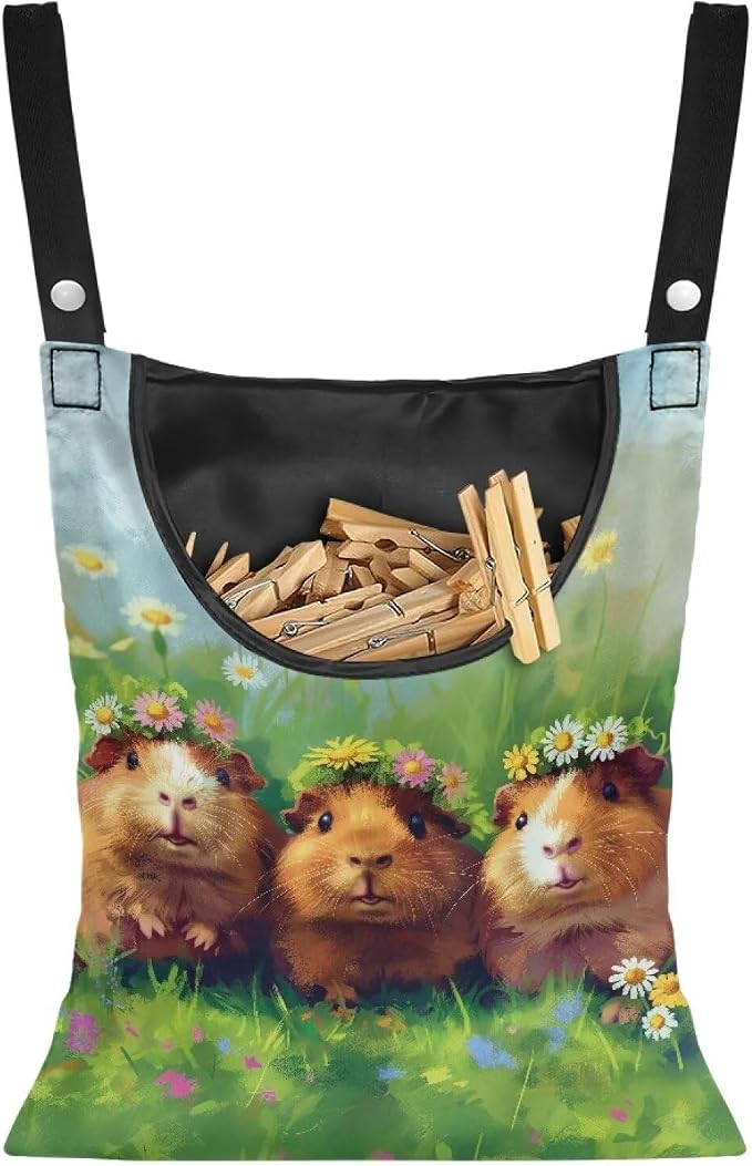 Guinea Pig Clothespin Bag Space-Saving Laundry Hanging Storage Organizer by CREAMIC