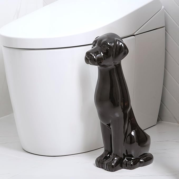 Black Labrador Ceramic Toilet Brush Holder - Image 2