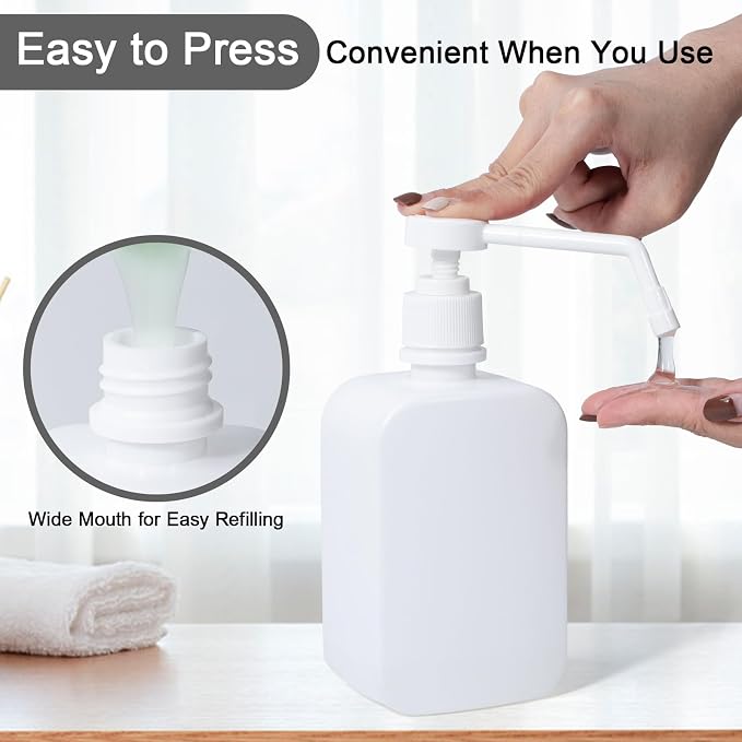 Pump Bottles Dispenser 16.9oz/500ml, 2 Pack Empty Plastic Lotion Shampoo Bottles - Image 3