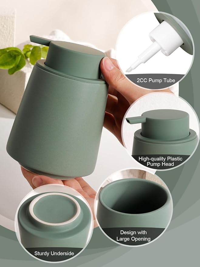 INGOFIN Ceramic Foaming Soap Dispenser -14 oz Foam Hand Soap Dispenser Bathroom - Image 4