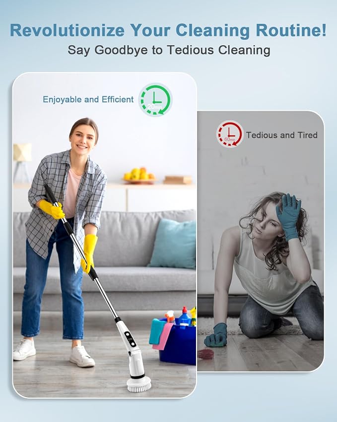 IEZFIX Electric Spin Scrubber, Bathroom Power Shower Scrubber Cleaning Brush - Image 2