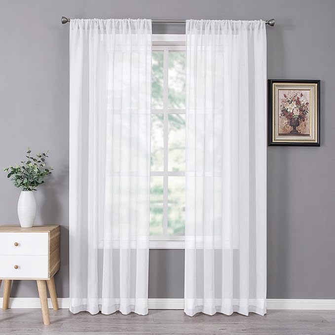 Tollpiz Sheer Curtains Bedroom Linen Textured Curtain Sheers Light Filtering by Tollpiz