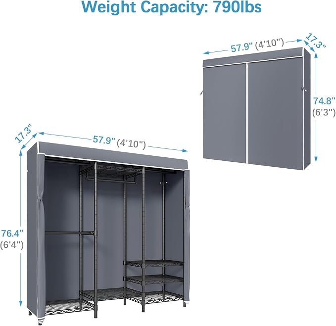 VIPEK V5C Covered Clothes Rack Heavy Duty Portable Closet Wardrobe, - Image 6