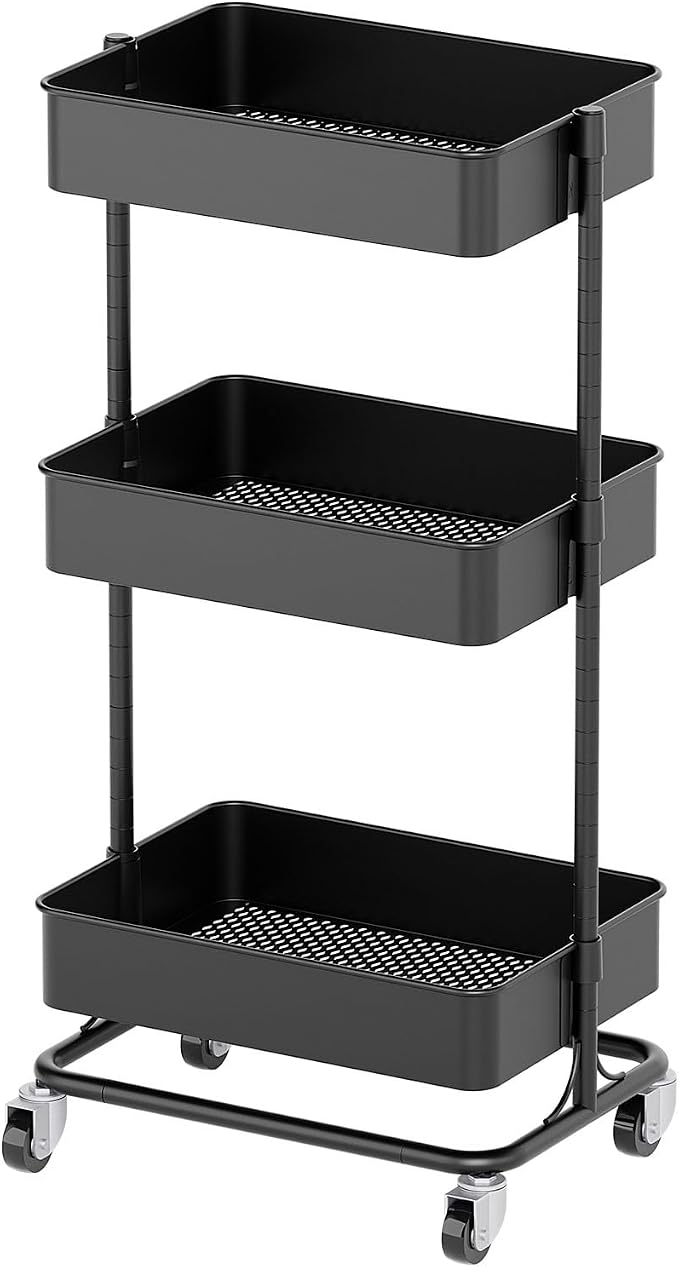 3 Tier Modern Metal Rolling Tool Cart by Unknown