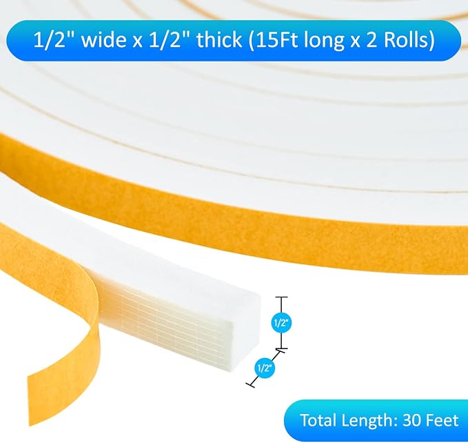 High Density Foam Weather Stripping Door Seal Strip Insulation Tape Roll - Image 2