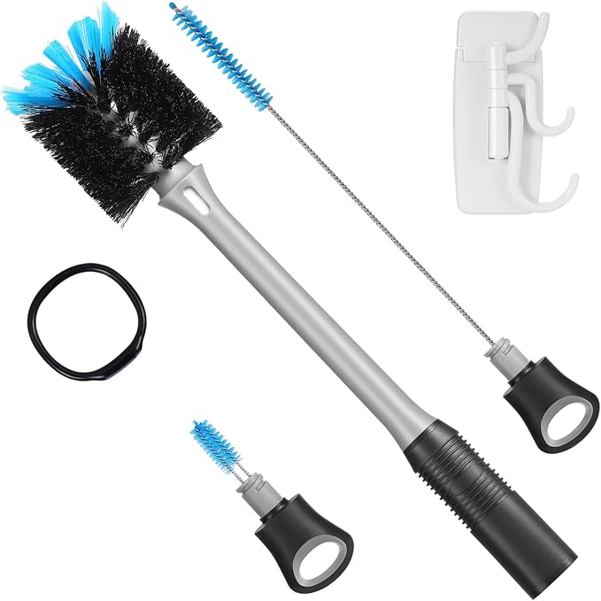 3-in-1 Bottle Brush with Straw Cleaning Brush and Nipple Cleaner, Long Handle by mosolan