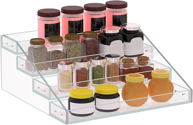 PMMASTO Widen Tiered Spice Rack, Seasoning Organizer, Kitchen Organization and by PMMASTO