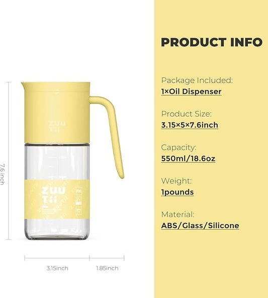 Zuutii Olive Oil Dispenser Bottle 18.6oz – Auto Flip Glass Vinegar Bottle - Image 2