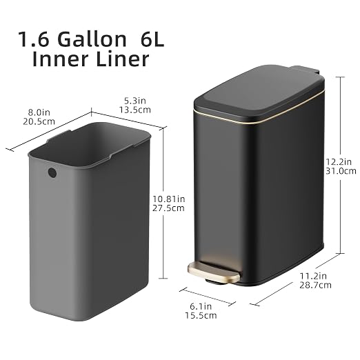 KUK Slim Bathroom Trash Can - Image 5
