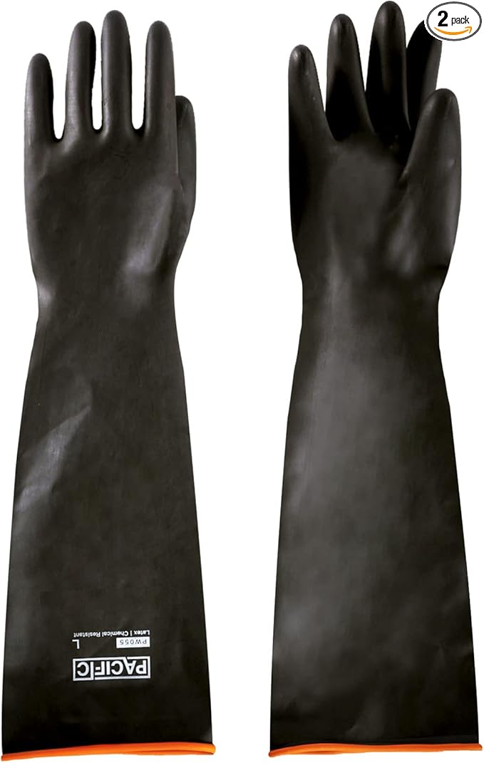 PACIFIC PPE Heavy Duty Latex Chemical Gloves, Strong Acid Resistance Rubber by PACIFICPPE