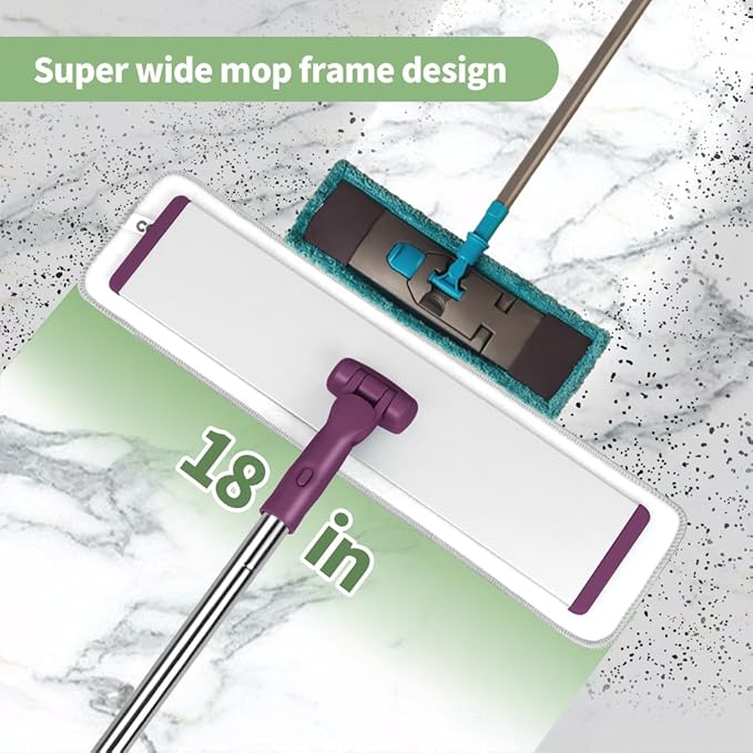 CQT Commercial Flat Microfiber Floor Mop Cleaning System 18" Inch Wet Dry and - Image 6