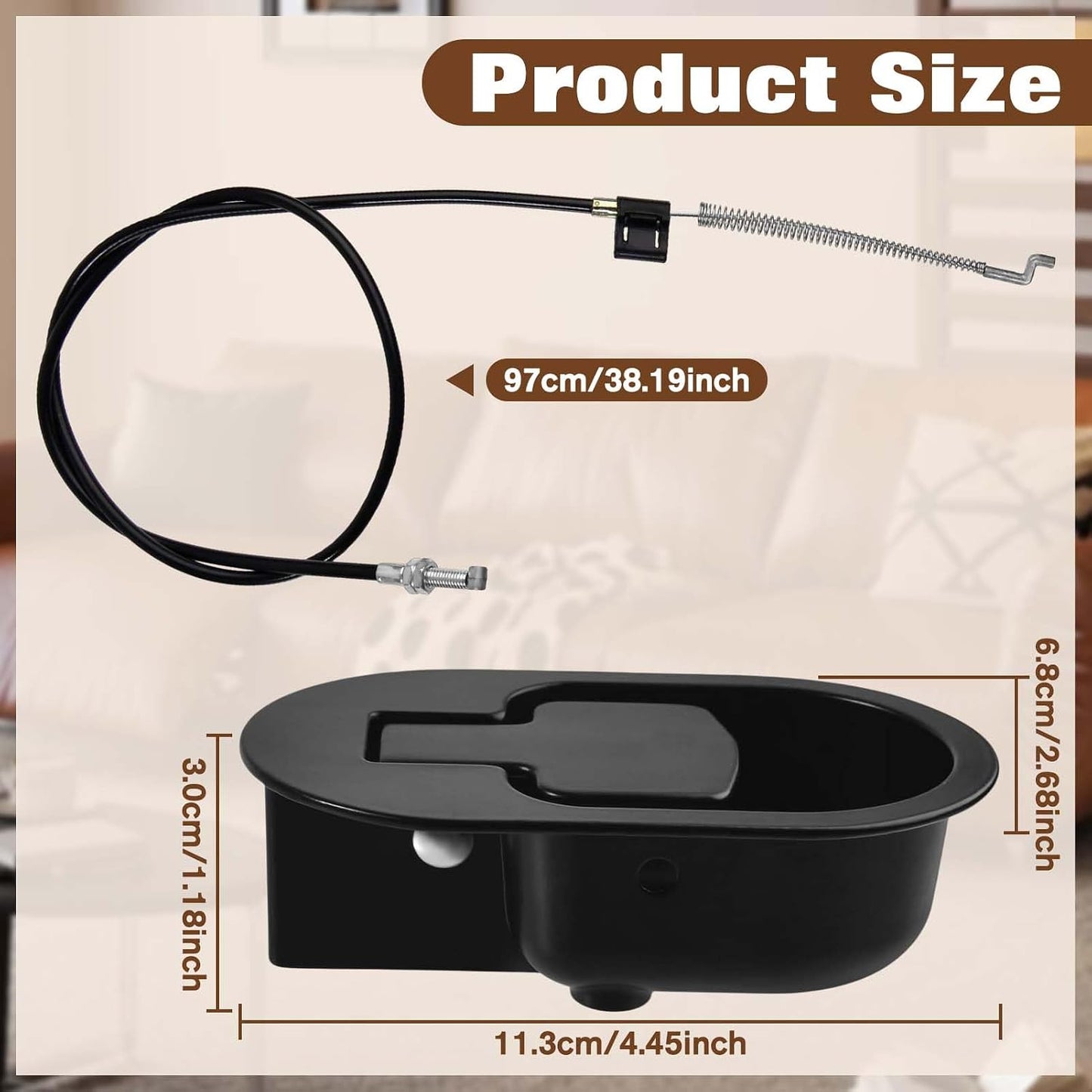 Metal Recliner Handle Replacement Parts with Cable Universal Recliner Sofa Chair Couch Release Lever Pull Handle Metal Couch Latch Release Pull Replacement Parts Fits Major Brands