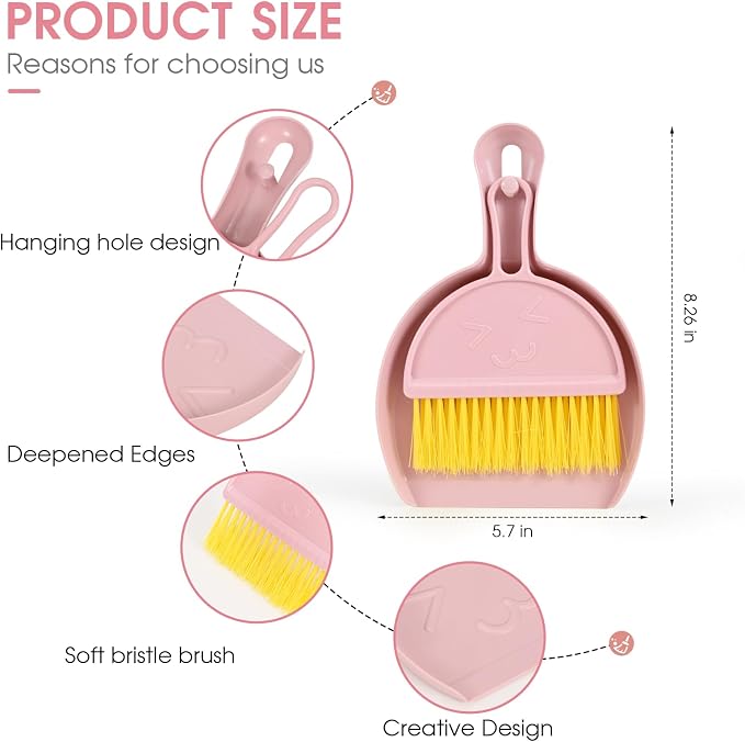 Small Broom and Dustpan Set, mini Compact Portable, - Image 2