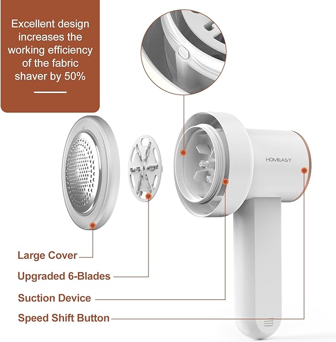Fabric Shaver Fuzz Remover Rechargeable, HOMEASY Electric Lint Remover Shaver - Image 3