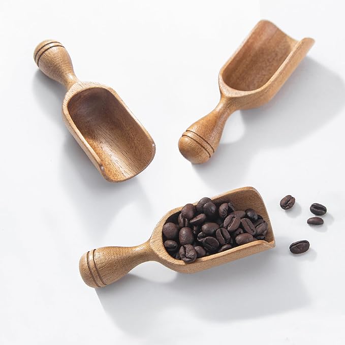 Wooden Scoops for Canisters 3PCS Acacia Wooden Scoop for Jars Small Wood Scoops by MediterraneanFoodExperience