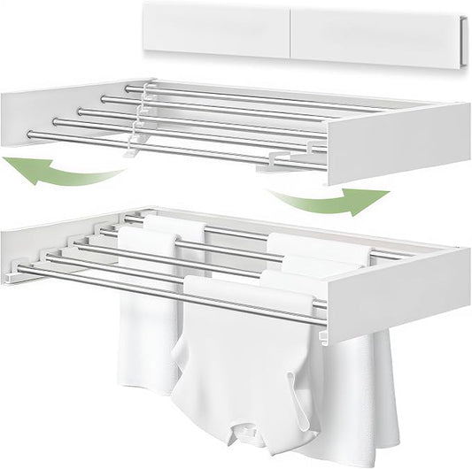Wall Mounted Clothes Drying Rack, 5 Aluminum Rods, Collapsible, 32 inches by Unknown