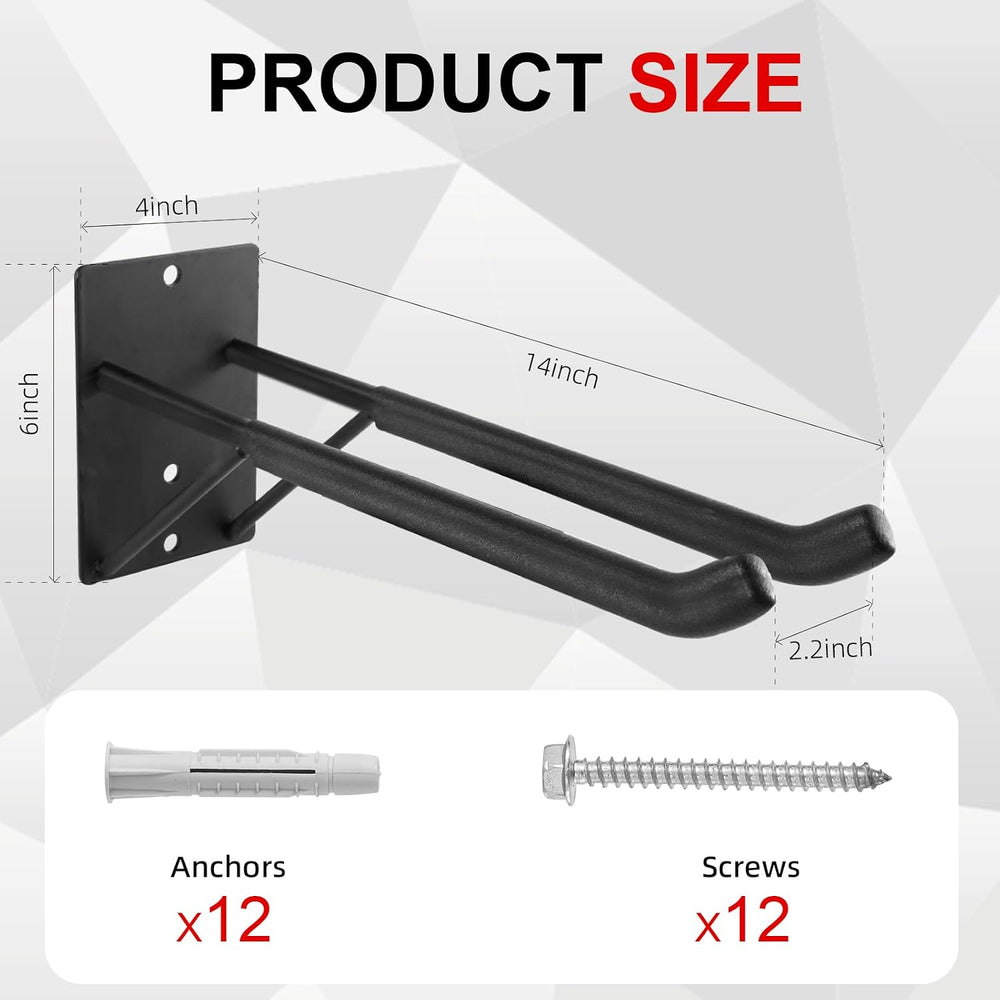 14" Large Heavy Duty Garage Hooks, Steel Garage Storage Hooks with Suppo...