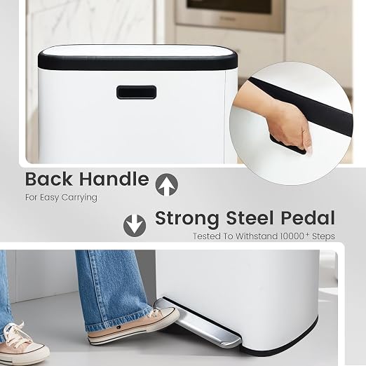 16 Gallon Dual Trash Can, Kitchen Recycling Bins - Image 6