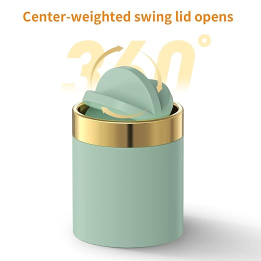 Mini Trash Can with Lid, Desktop Small Trash Can Recycling Bin Cute Metal - Image 2