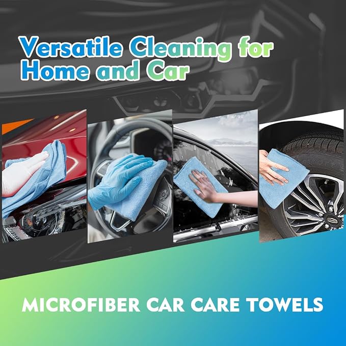HOMEXCEL Blue Microfiber Cleaning Cloth 12 Pack, 12.5 x 12.5 inch Microfiber - Image 6