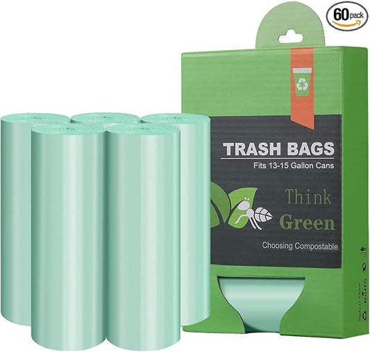 Compostable Trash Garbage bags, AYOTEE 13-15 Gallon Tall Kitchen Trash Bags by AYOTEE