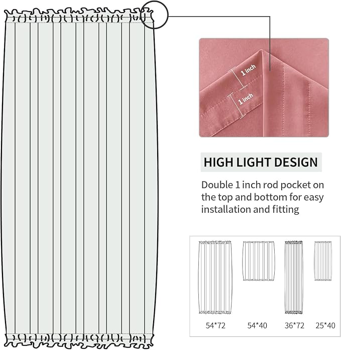 DWCN French Door Curtains – Rod Pocket Thermal Blackout Curtain - Image 3