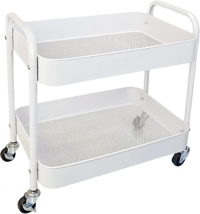 2 Tier Metal Rolling Cart with Wheels by LIWNYRK