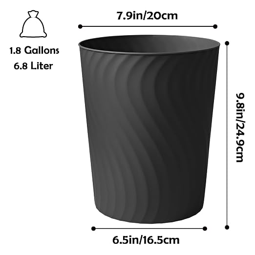 YGJT Small Trash Can, 6 Pack 1.8 Gallons Bathroom Trash Can, Slim Waste Basket - Image 6