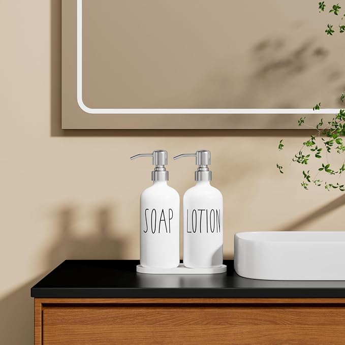 MOMEEMO Hand Soap Dispenser for Bathroom, Soap and Lotion Dispenser Set - Image 5