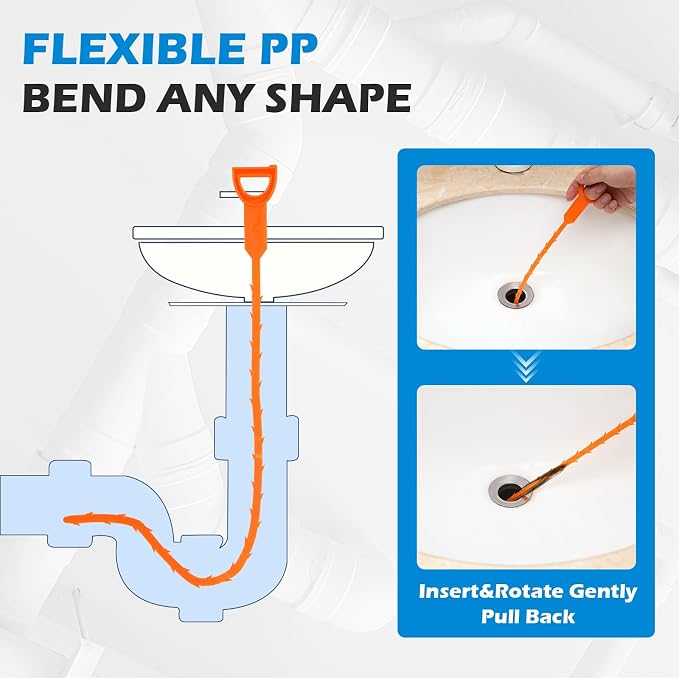 10 PCS Drain Snake Hair Drain Clog Remover Tool Set, Snake Drain Hair Removal - Image 4