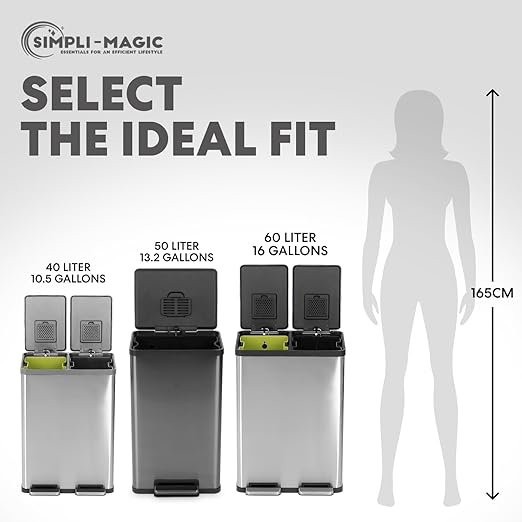 SIMPLI-MAGIC 13.2 Gallon Step Trash Can – Kitchen Garbage Can - Image 3