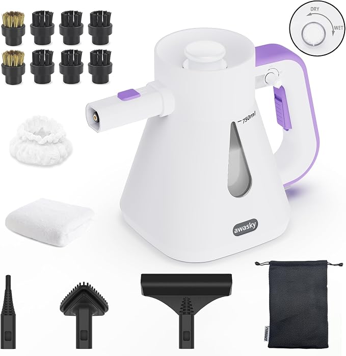 Steam Cleaner Handheld: 1200W Fast 10-Sec Heat-Up-750mL Tank-No Cooling-Refill by awasky