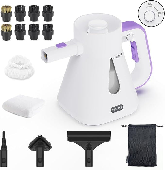 Steam Cleaner Handheld: 1200W Fast 10-Sec Heat-Up-750mL Tank-No Cooling-Refill by awasky