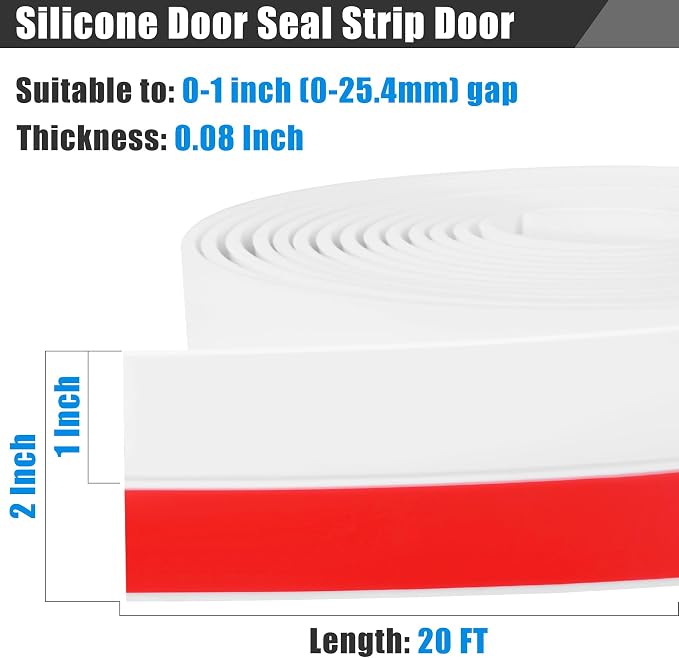 Draft Seal Tape for Doors and Windows 2 in x 20 Ft Silicone Weather Stripping - Image 2