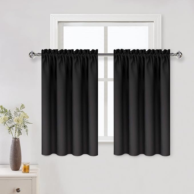 DWCN Black Short Blackout Curtains by DWCN