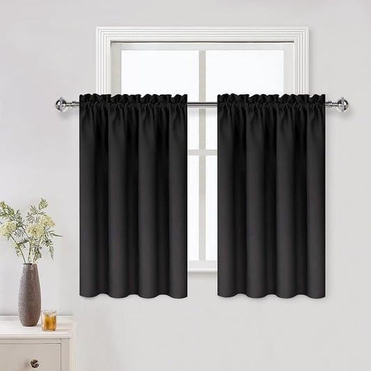 DWCN Black Short Blackout Curtains by DWCN