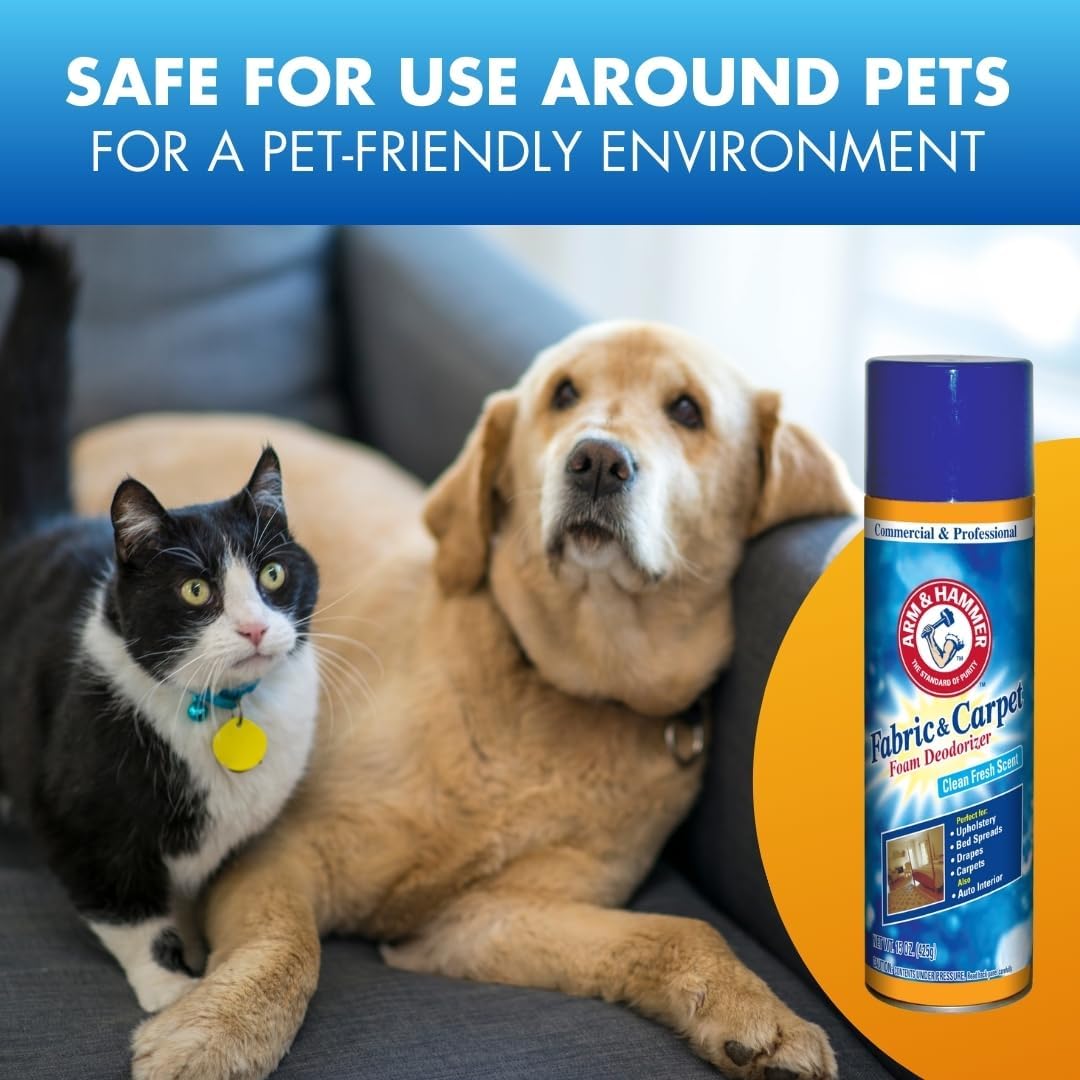 Arm and Hammer Fabric and Carpet Foam Deodorizer Professional, Aerosol, Fresh Scent, 15 fl oz (Case of 8)