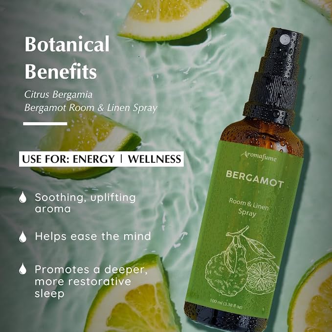 Bergamot Room, Linen & Pillow Spray by Aromafume | 100ml/3.38 fl oz | - Image 2
