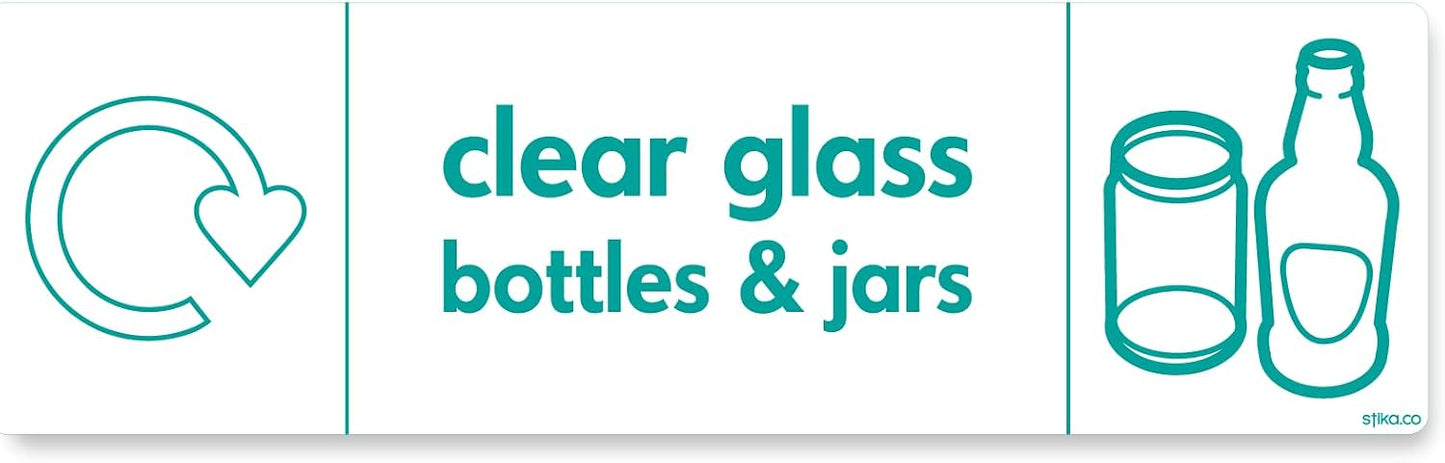 Clear Glass Sticker - WRAP Recycling Signs - Recycle Now Signs - Self Adhesive Vinyl Sticker - 200 x 60mm | 7.9 x 2.4 inches