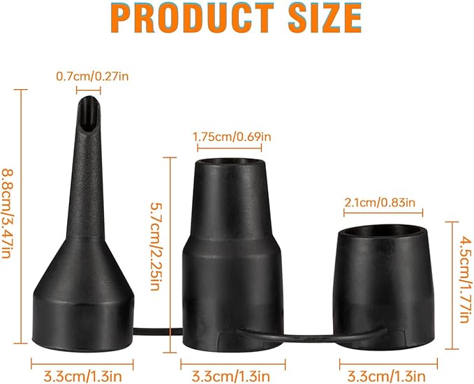 Air Pump Replacement Nozzles, 3 Set Replacement Nozzles, 3 Sizes Air Pump - Image 2