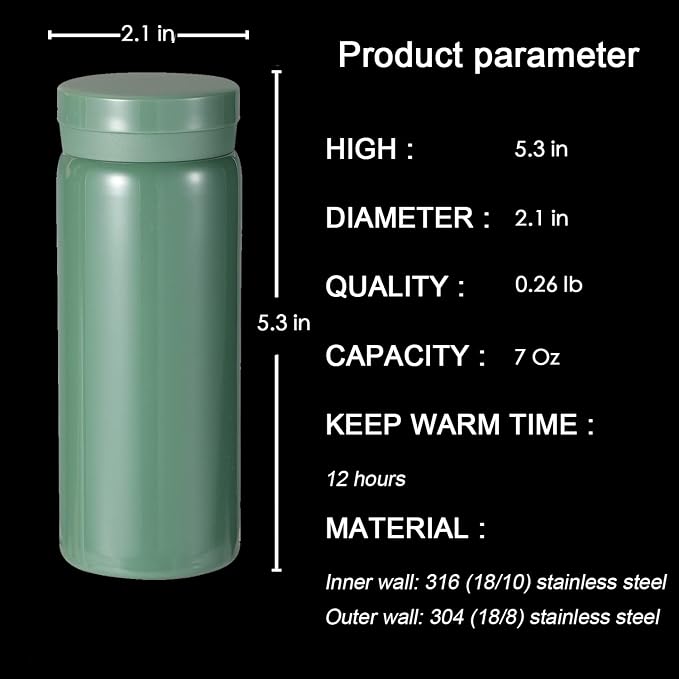Mini Thermos Cute Water Bottle - 7 oz Tiny Insulated Vacuum 18/10 Stainless - Image 2