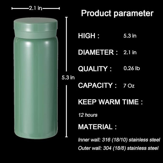 Mini Thermos Cute Water Bottle - 7 oz Tiny Insulated Vacuum 18/10 Stainless - Image 2