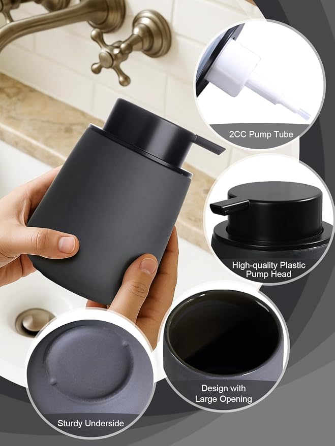 INGOFIN Ceramic Foaming Soap Dispenser - 12oz Foam Hand Soap Dispenser Bathroom - Image 5