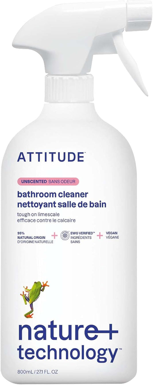 ATTITUDE Bathroom Cleaner Spray, EWG Verified, Plant-Based & Vegan, Safe by ATTITUDE