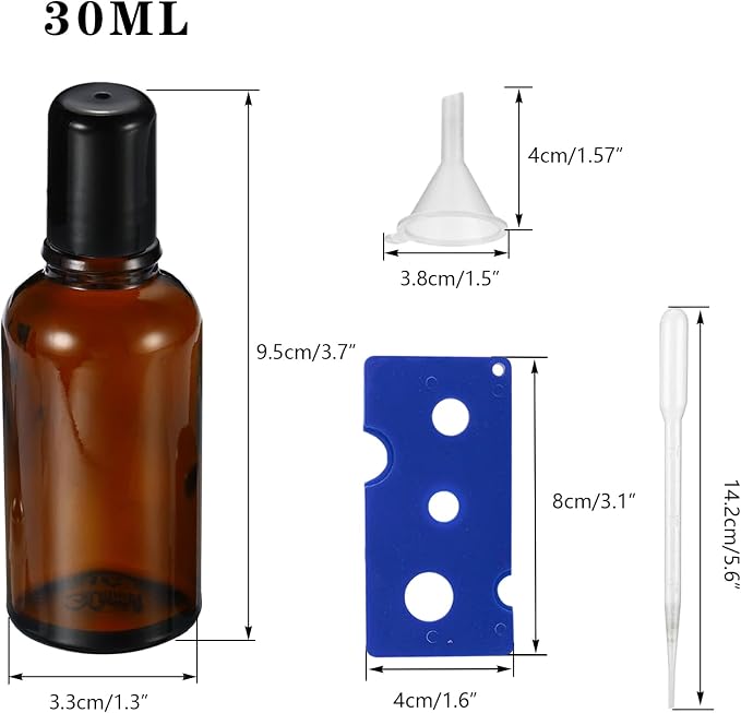 30ML Roller Bottles for Essential Oil, 4 Pack Empty Amber Glass Roller Bottle - Image 2