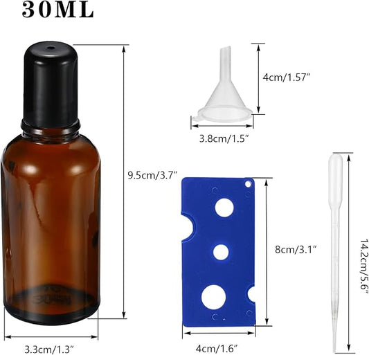 30ML Roller Bottles for Essential Oil, 4 Pack Empty Amber Glass Roller Bottle - Image 2