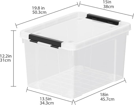 4-Pack 50 Quart Large Clear Storage Box, Plastic Storage Latch Bin - Image 2